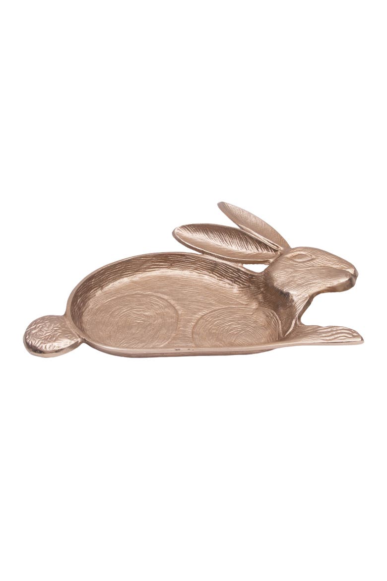 Easter Bunny Rabbit Gold Metal Serving Platter 10" x 13", Alternate, color, Gold