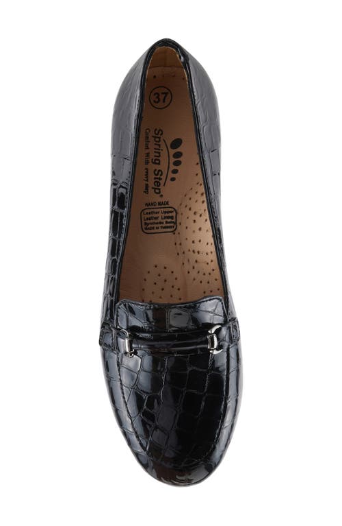 Spring Step Enda Croc Embossed Heel Loafer In Black