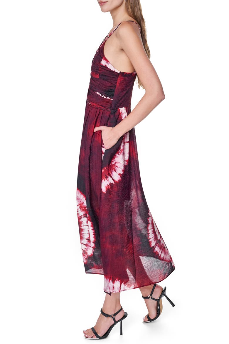 Braided Print Voile Midi Dress, Alternate, color, FIREWORK TIEDYE