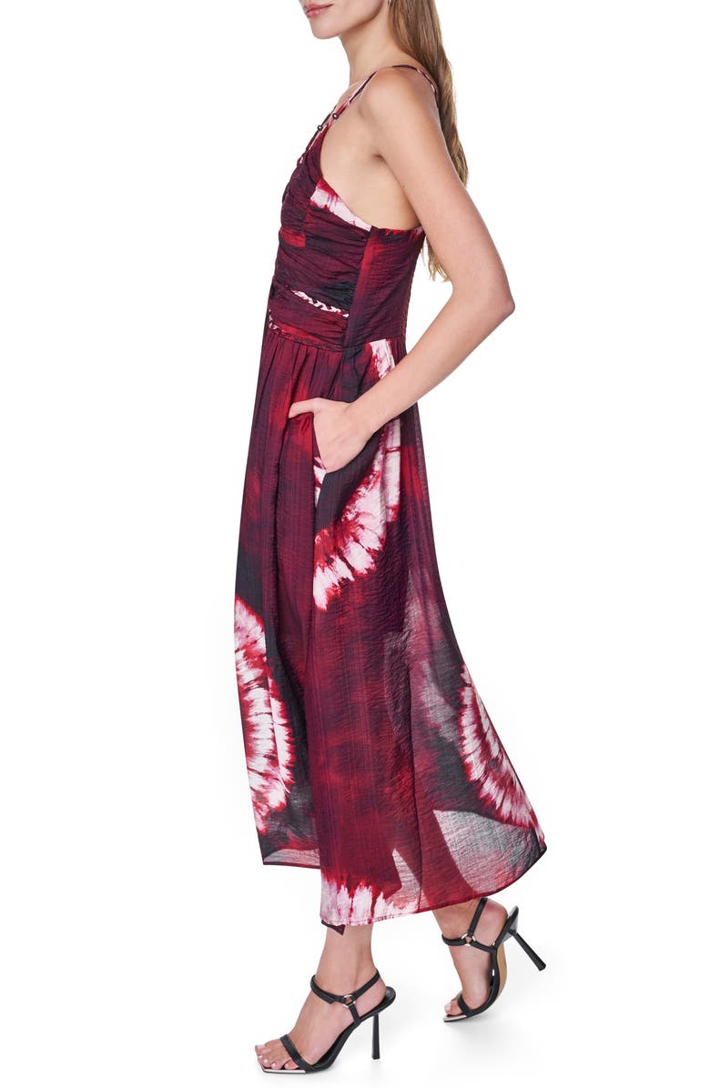 DKNY Braided Print Voile Midi Dress, Alternate, color, Firework Tiedye