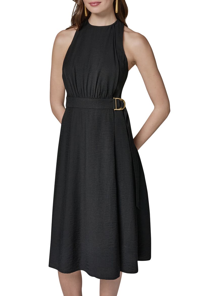 Racerback Faux Wrap Dress, Alternate, color, BLACK