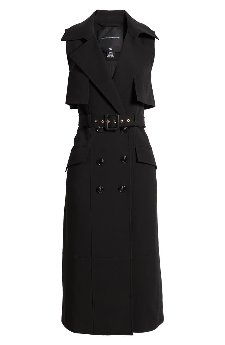French Connection Azra Sleeveless Trench Coat Dress, Alternate, color, Black
