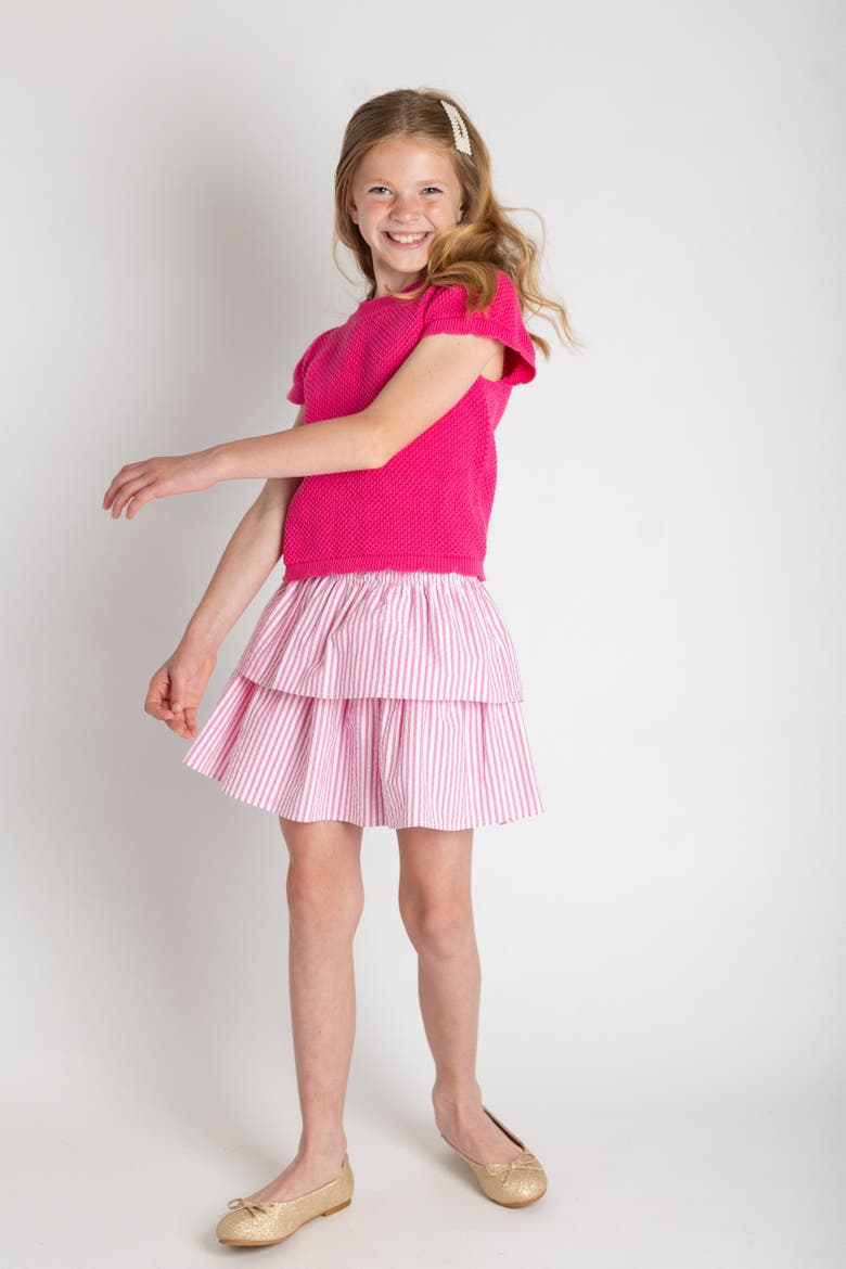 Floral Skirt With Ruched Waist, Alternate, color, Fuchsia/White