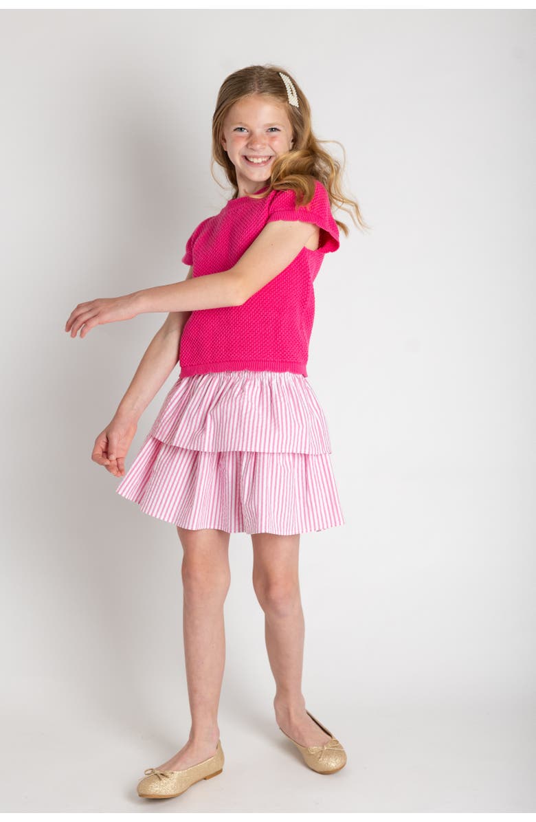 Florence Eiseman Floral Skirt With Ruched Waist, Alternate, color, Fuchsia/White