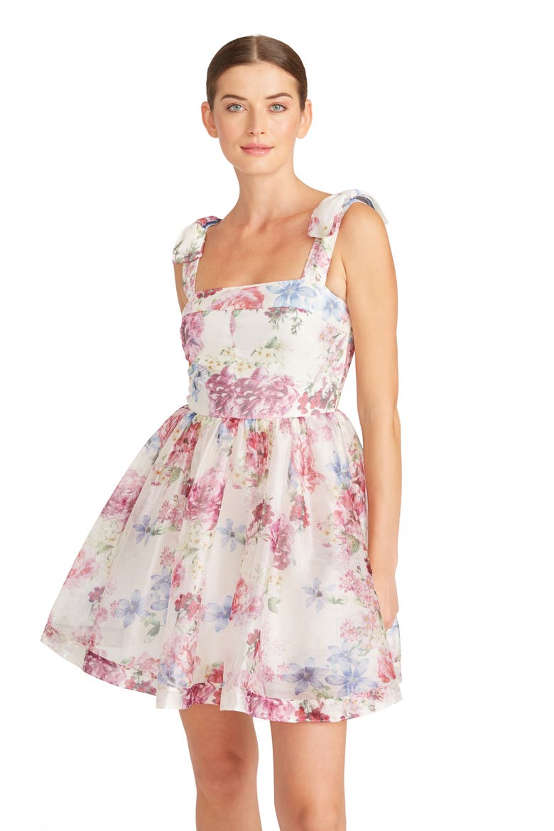 Floral Lace Fit & Flare Minidress, Alternate, color, PEONY DREAM