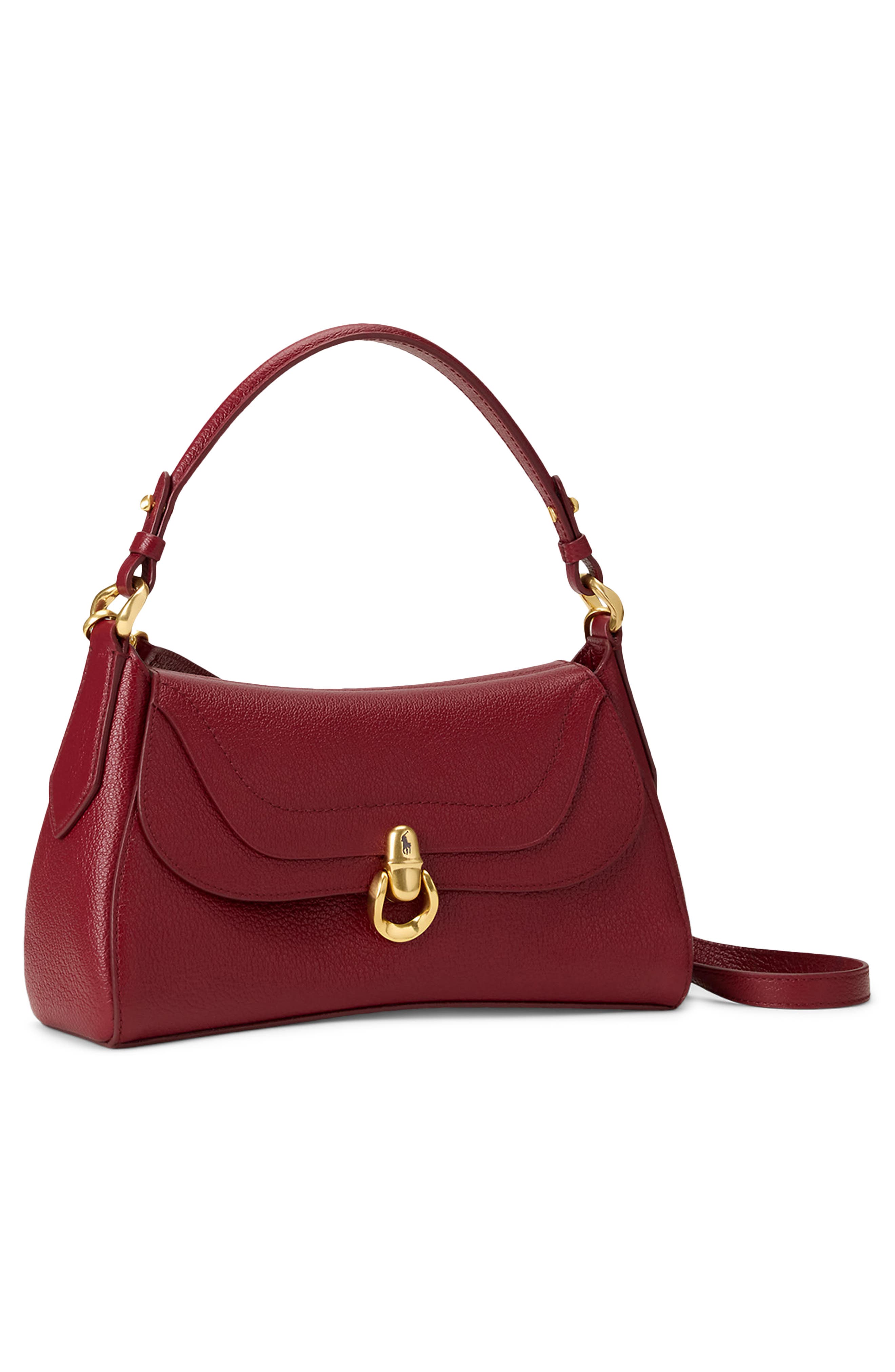 Polo ID Leather Shoulder Bag, Alternate, color, CURRANT