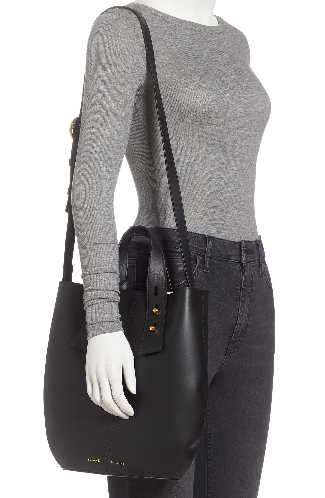 FRAME Medium Les Second Vase Leather Shoulder Bag, Alternate, color, 