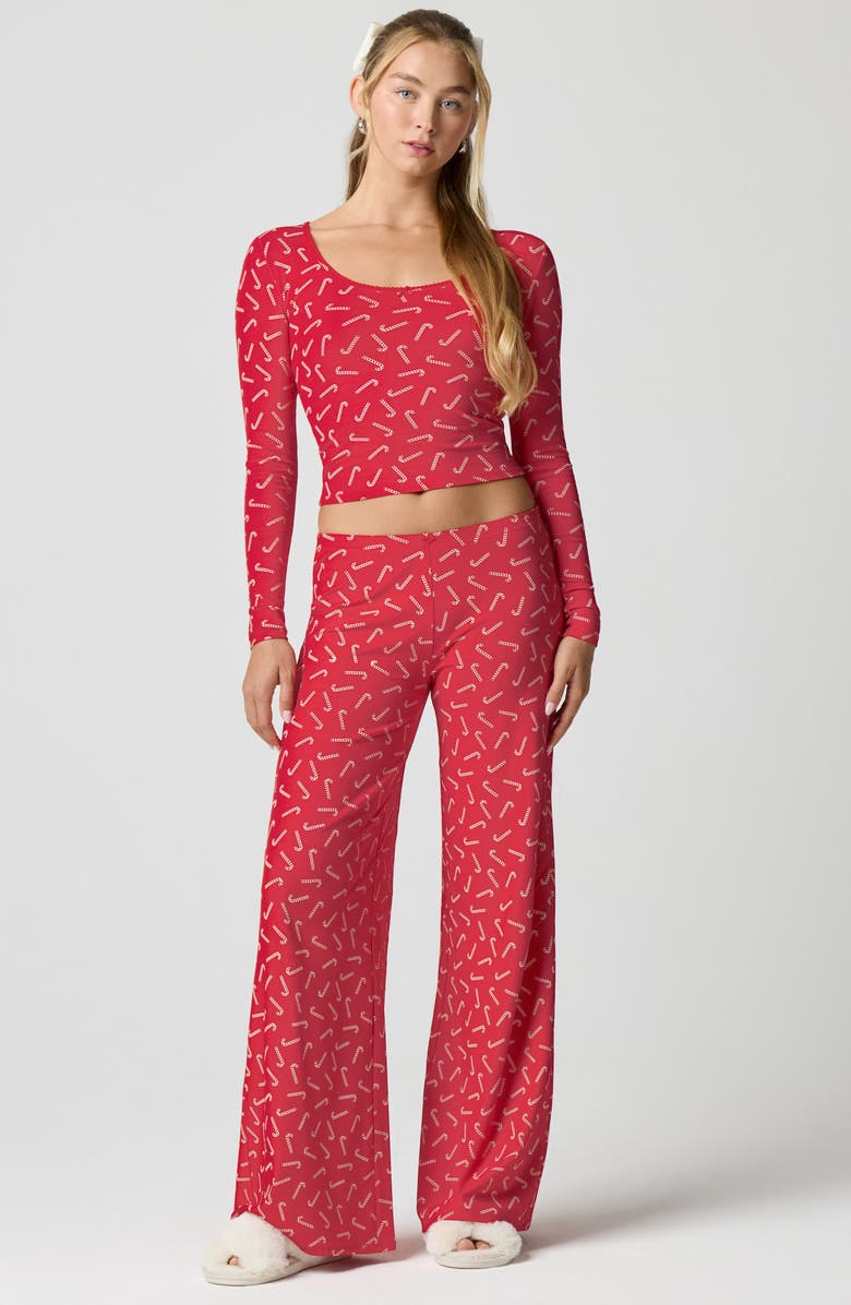 Florence by Mills Rib Print Pants, Alternate, color, Scarlet Candy Cane