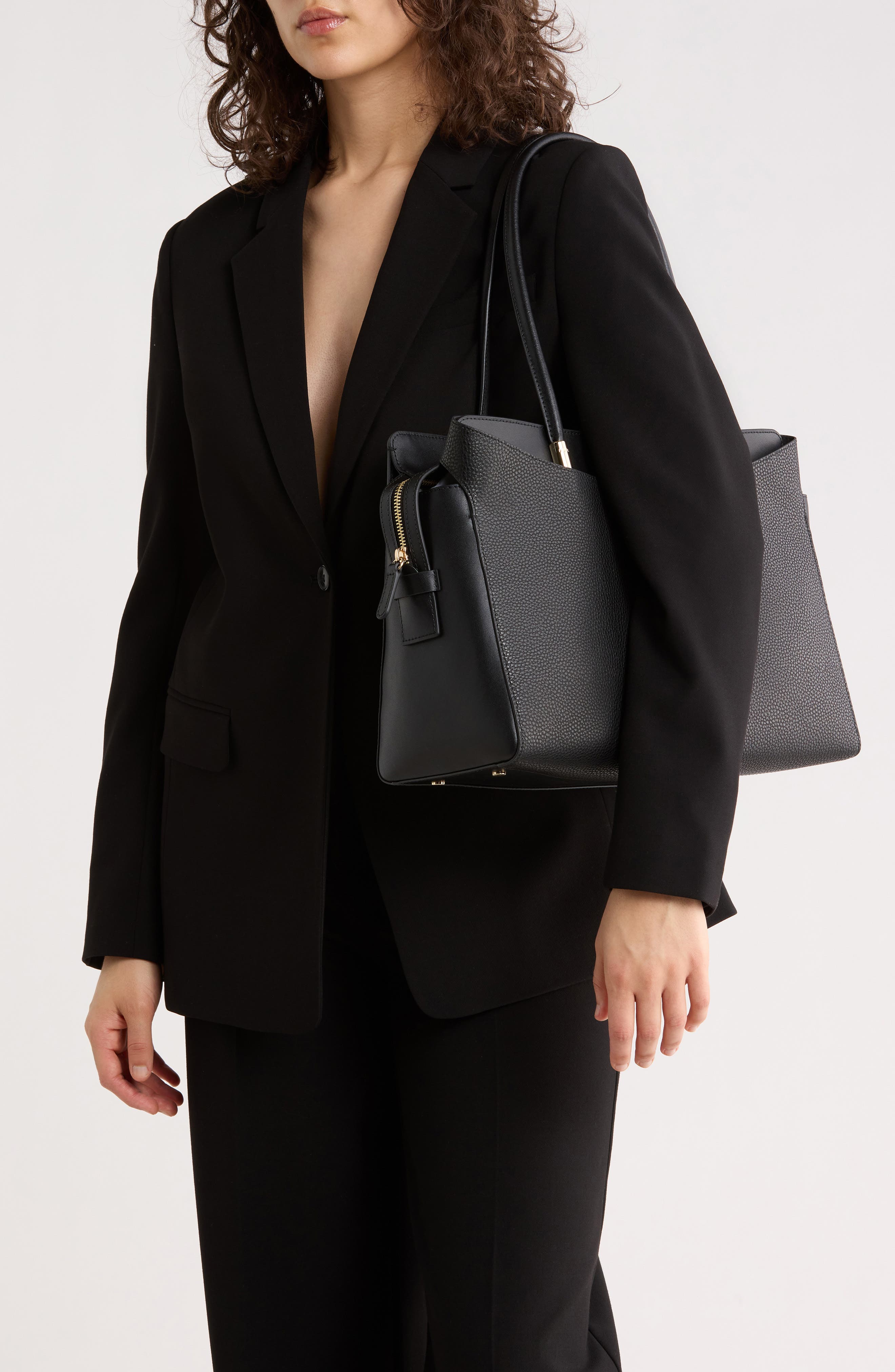 Furla Eris Large Tote Bag, Alternate, color, Nero