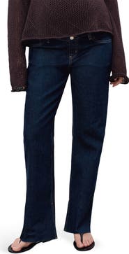 MANGO Over the Bump Raw Hem Straight Leg Maternity Jeans