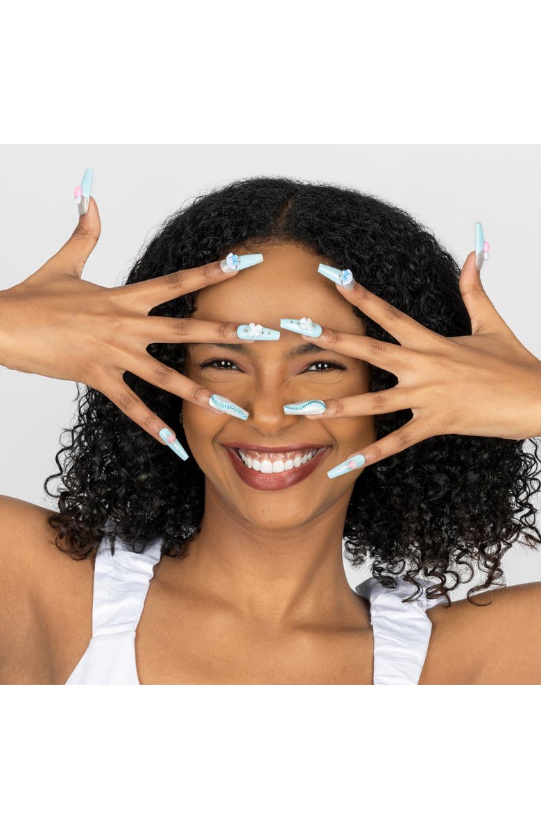 3H Nails Cinnamoroll 3D Luxury Handmade Press-On Nails - 24-Piece Kit, Alternate, color, Baby Blue, Silver