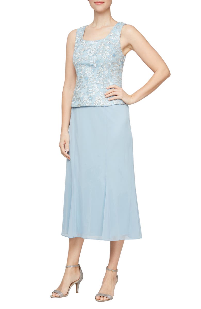Alex Evenings Lace Bodice Midi Dress with Jacket, Alternate, color, 