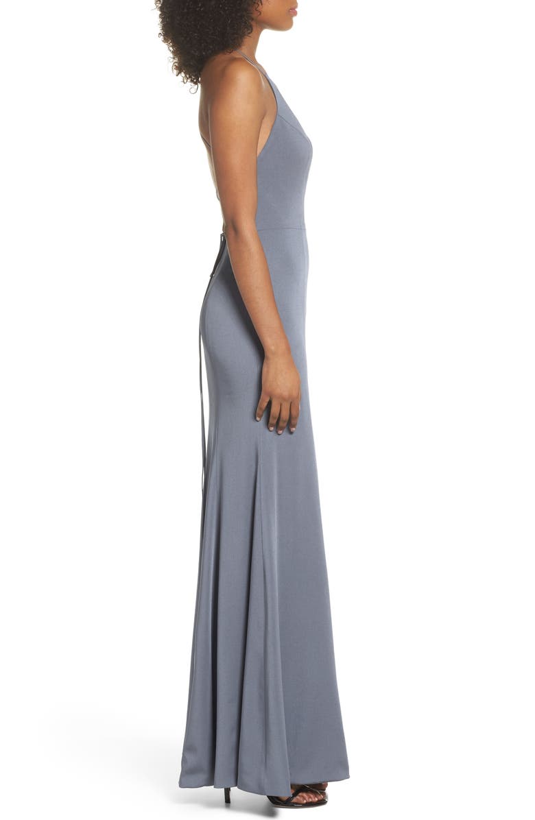 Jenny Yoo Naomi Luxe Crepe Halter Gown, Alternate, color, 