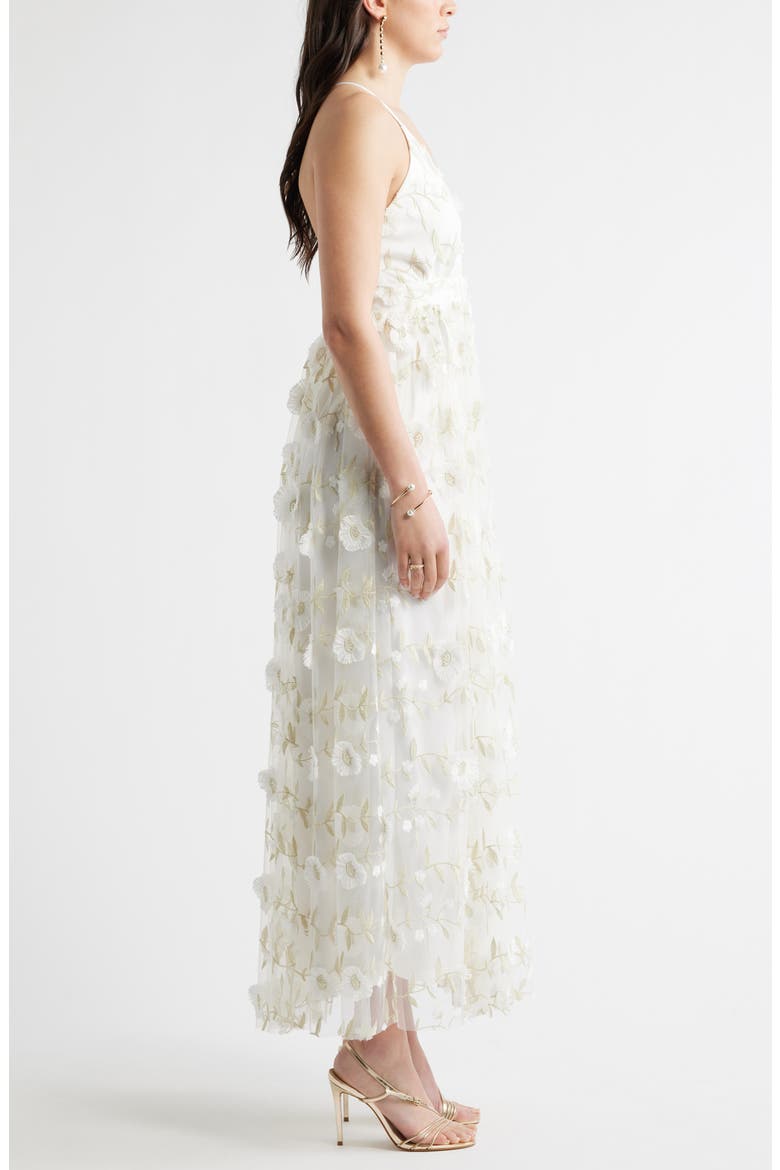3-D Metallic Floral Gown, Alternate, color, IVORY