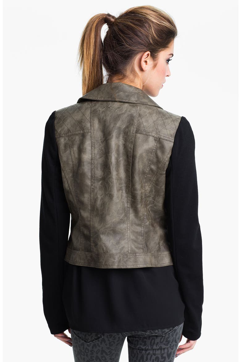 Faux Leather & Ponte Jacket, Alternate, color, BURNT OLIVE