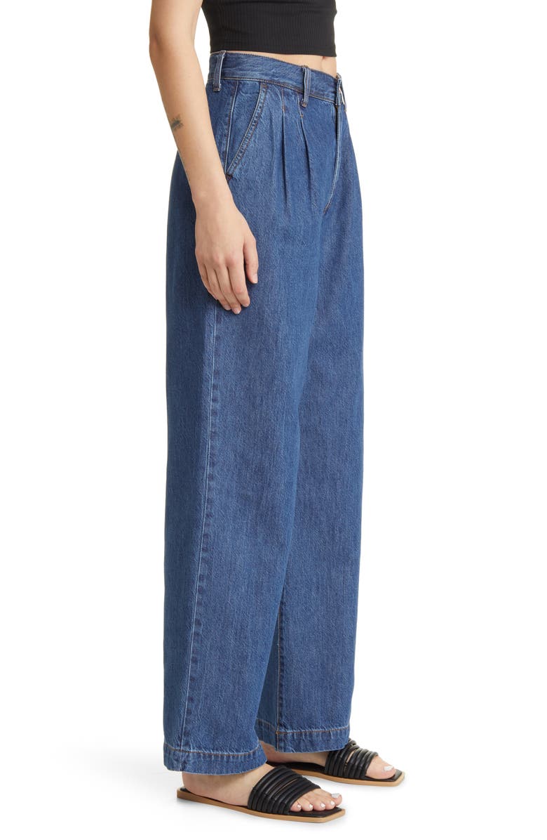 Madewell Baggy Pleated Straight Leg Jeans, Alternate, color, 