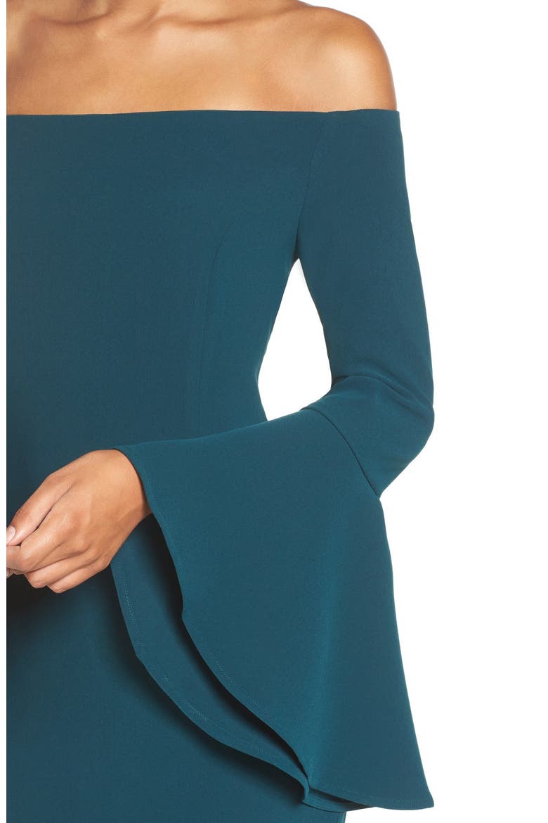 'Solange' Off the Shoulder Midi Dress, Alternate, color, TEAL