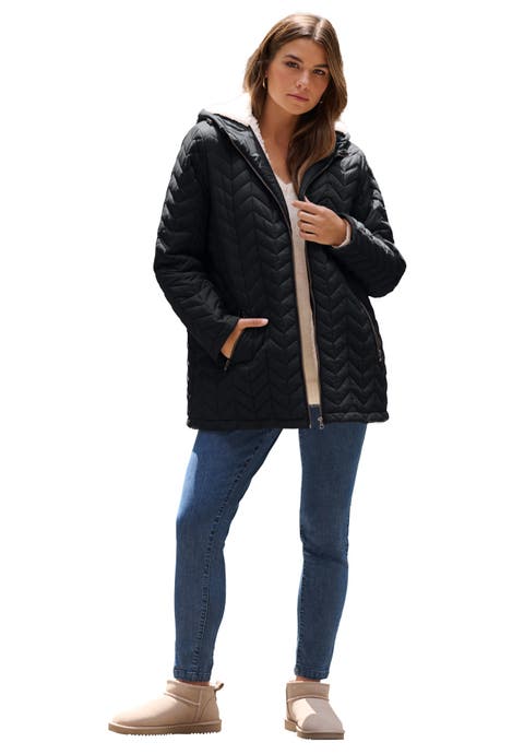 Plus Size Fleece Lined Quilted Jacket