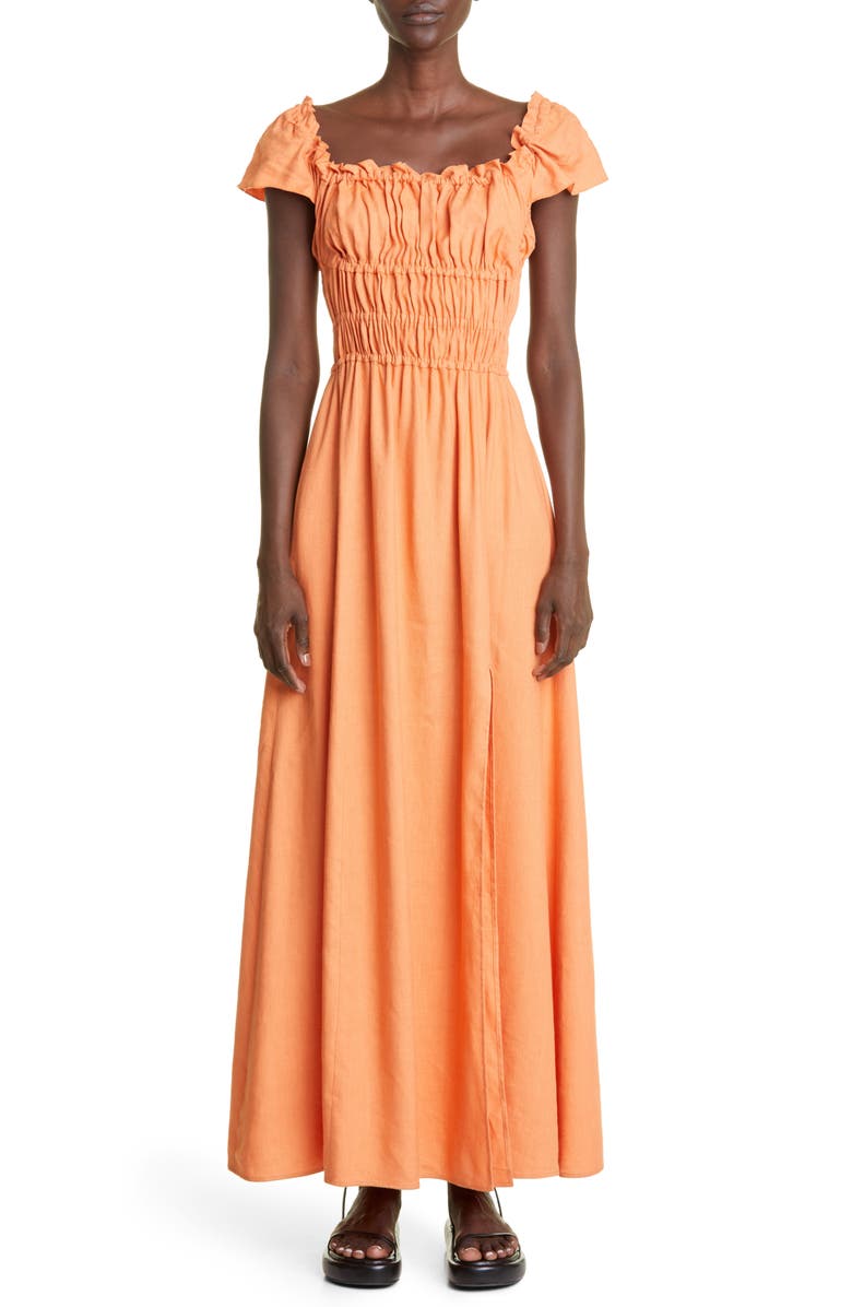 Altuzarra Lily Shirred Off the Shoulder Maxi Dress, Main, color, 