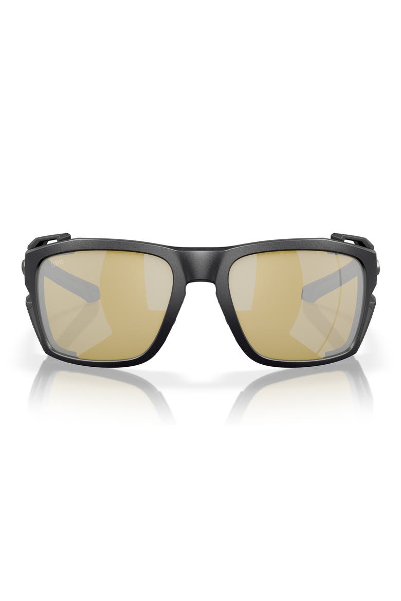 King Tide 8 60mm Polarized Rectangular Sunglasses, Main, color, BLACK SILVER