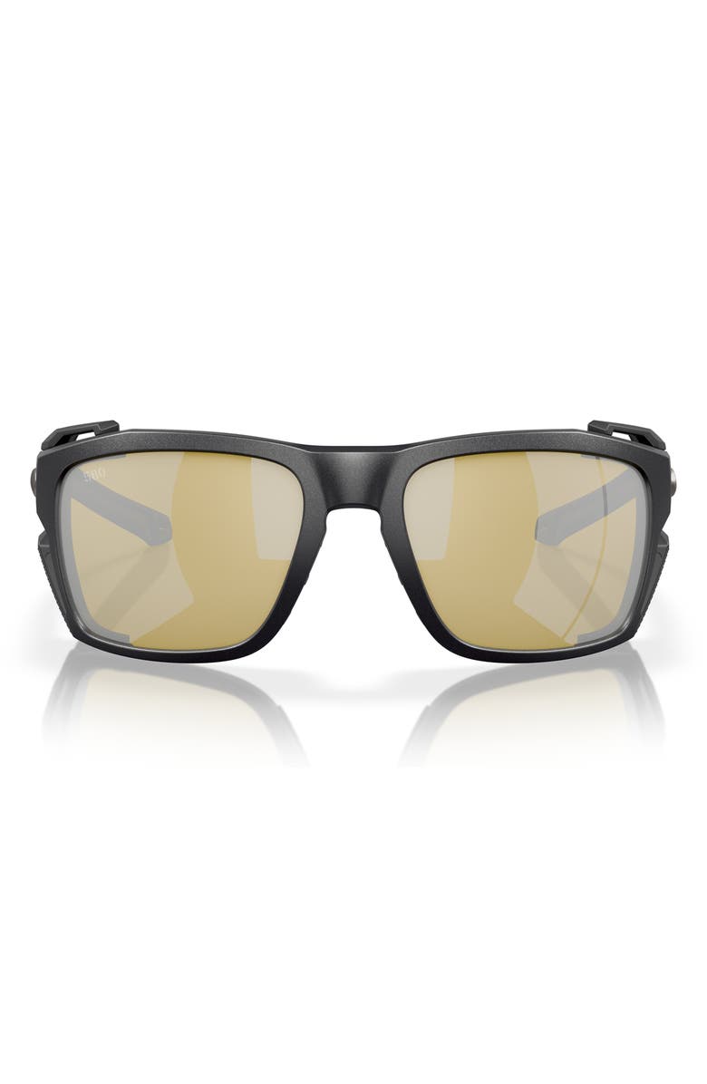 Costa Del Mar King Tide 8 60mm Polarized Rectangular Sunglasses, Main, color, Black Silver
