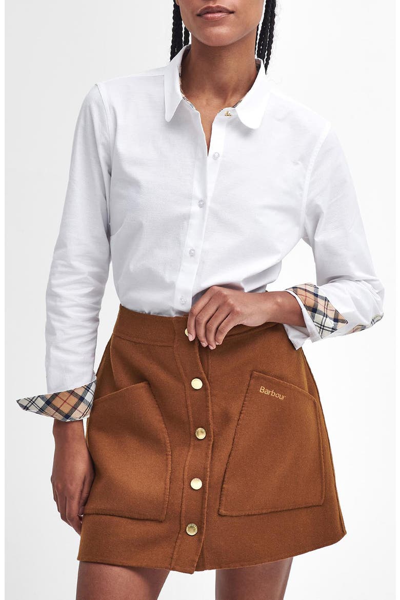 Lavender Elbow Patch Button-Up Shirt, Main, color, WHITE/ HESSIAN TARTAN