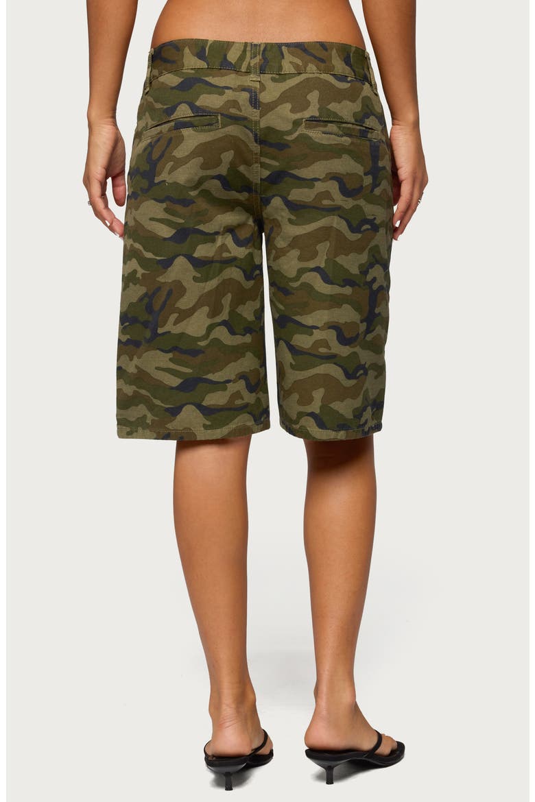 Camo Print Denim Bermuda Shorts, Alternate, color, OLIVE