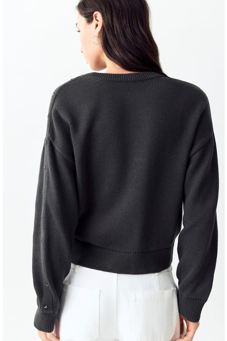 Star Studded Oversized Cotton Sweater, Alternate, color, CHARCOAL