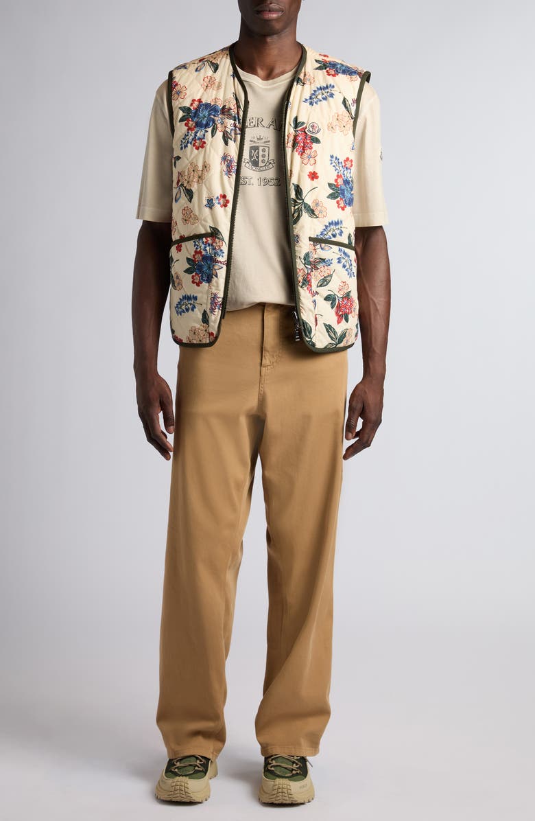 Moncler Franqui Reversible Vest, Alternate, color, Cream Floral