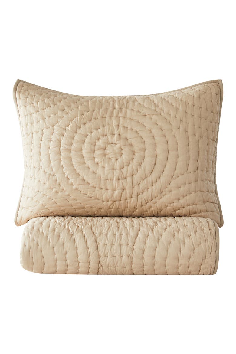 Voile Cotton Handstitch Quilt & Sham Set, Alternate, color, TAUPE