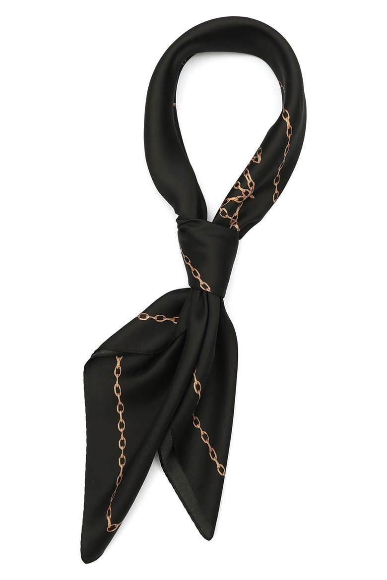 Allchains Silk Square Scarf, Alternate, color, BLACK