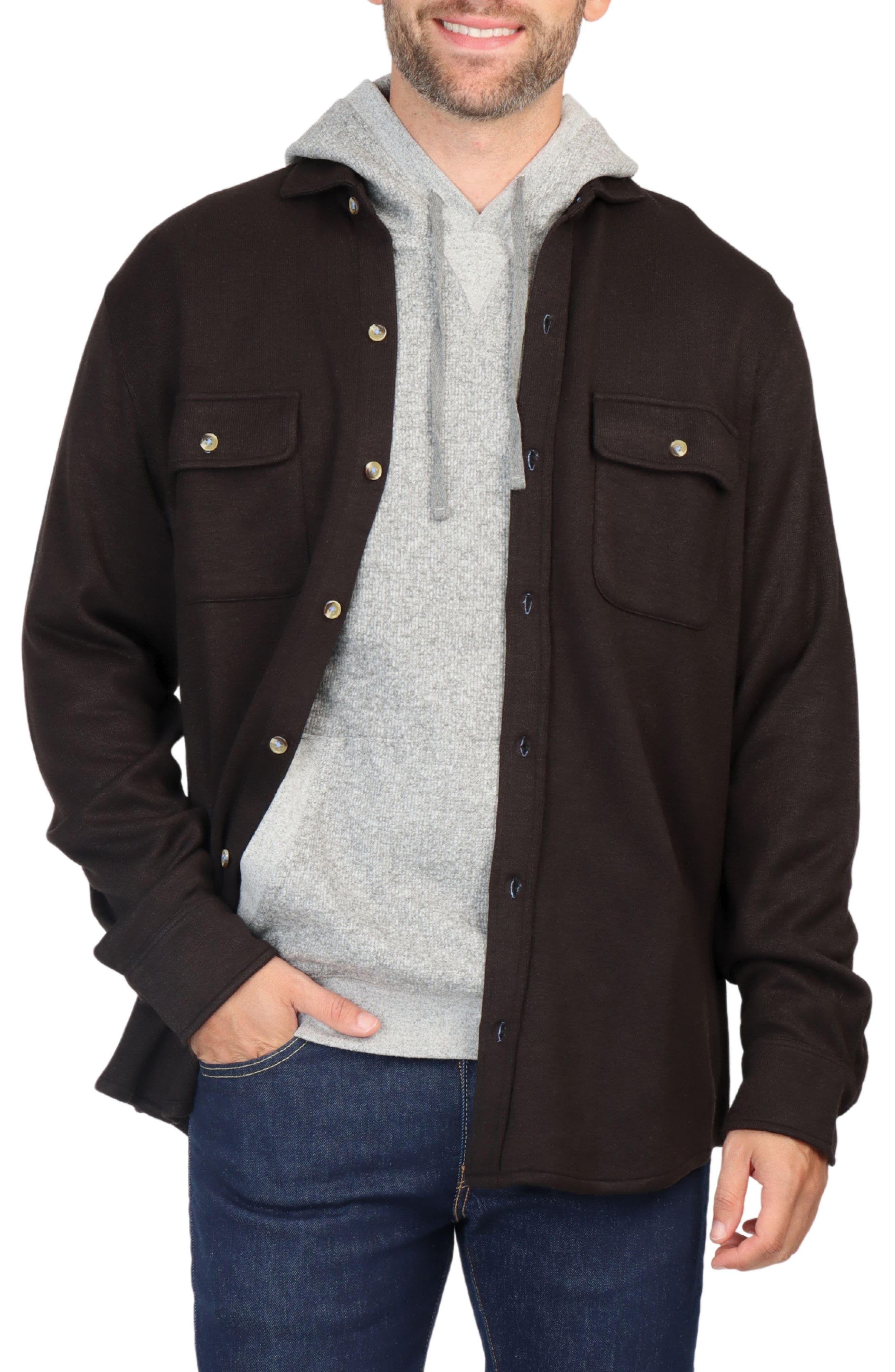 Long Sleeve Melange Solid Button Front Shirt - image 2