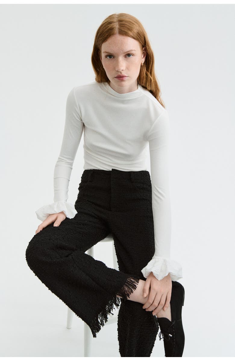 H&M Textured Trousers, Alternate, color, Black