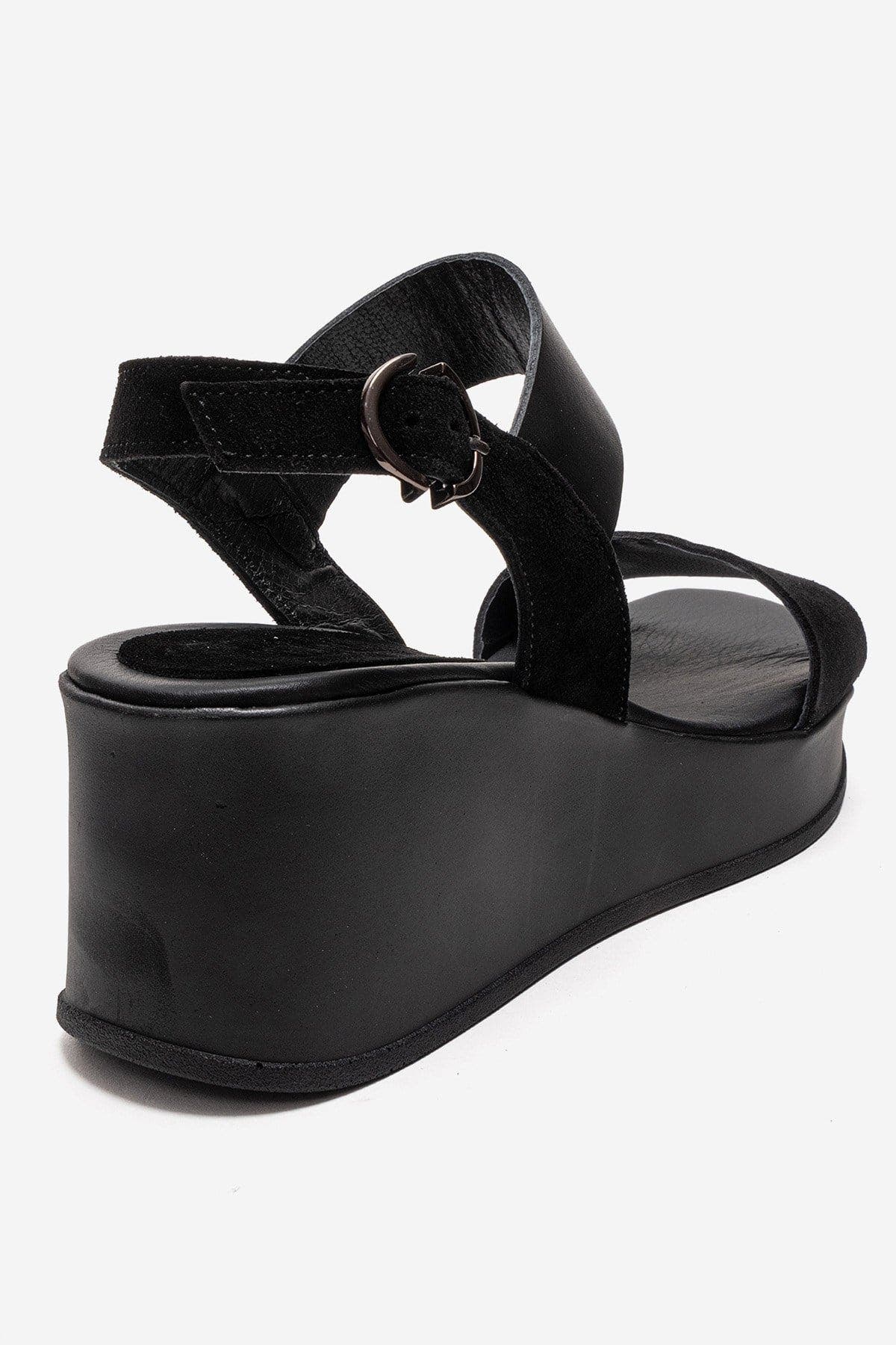 Forever & Always Shoes Lolanthe Leather Wedge Sandal, Alternate, color, Black Suede