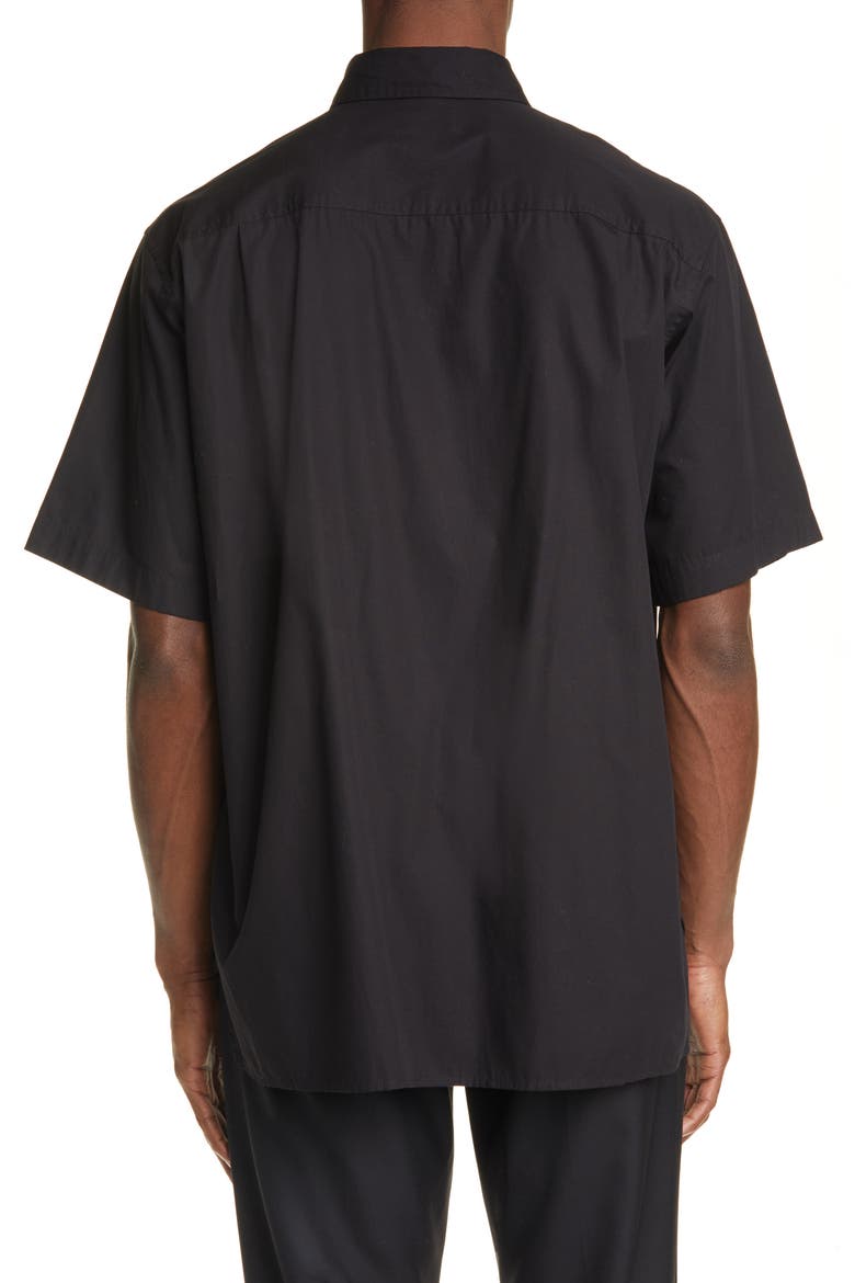 Shepton Oversize Short Sleeve Button-Up Shirt, Alternate, color, BLACK