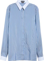 TOM FORD Striped Silk Boyfriend Shirt