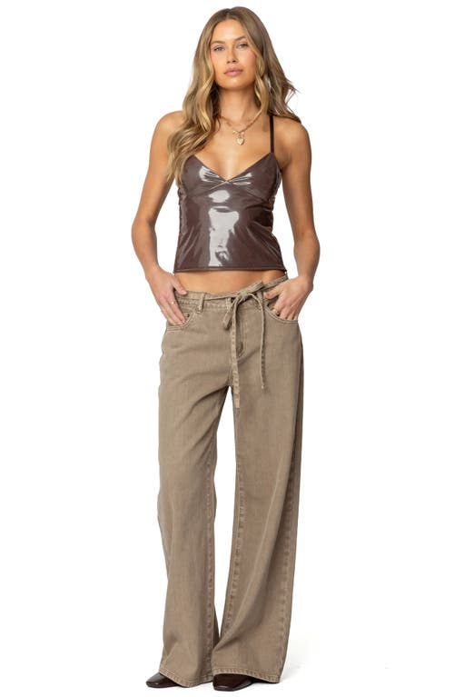 Edikted Carmie Vinyl Camisole In Brown