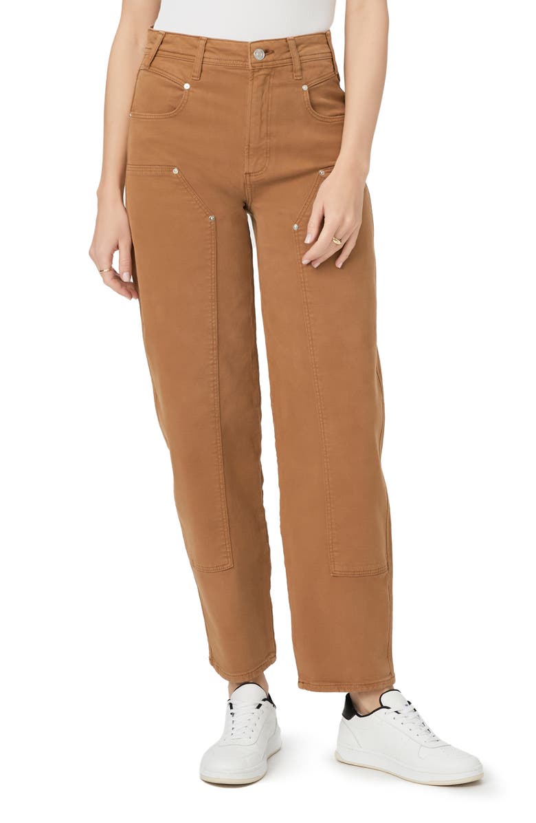 PAIGE Alexis Workwear High Waist Barrel Pants, Main, color, Vintage Milk Cocoa