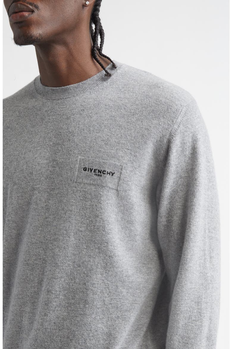 Logo Embroidered Wool & Cashmere Crewneck Sweater, Alternate, color, LIGHT GREY MELANGE