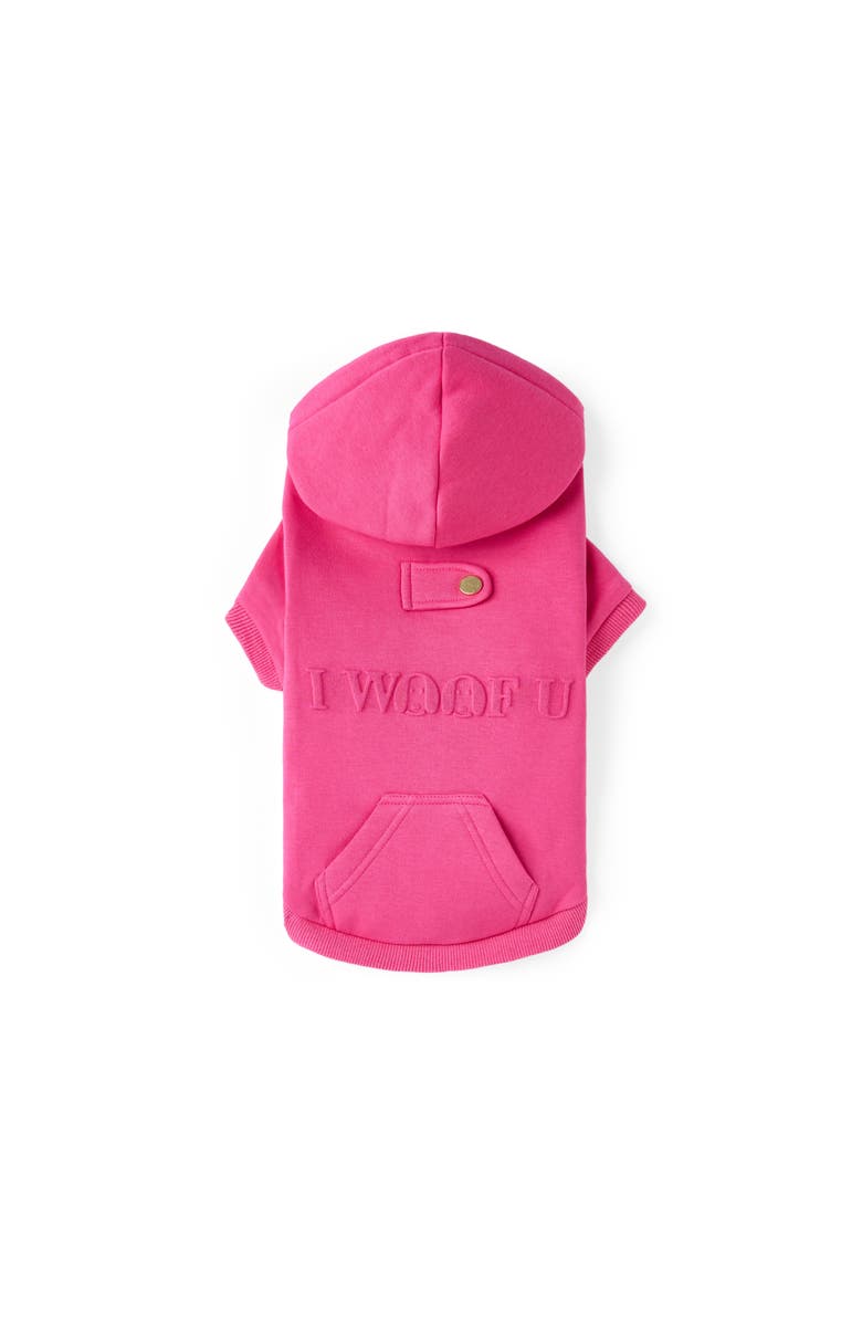 Moshiqa Paris I Woof U Dog Hoodie, Alternate, color, Pink