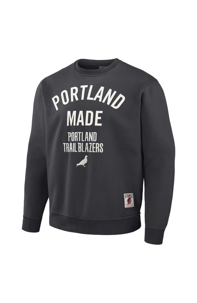 STAPLE Men's NBA x Staple Anthracite Portland Trail Blazers Plush Pullover Sweatshirt, Alternate, color, 