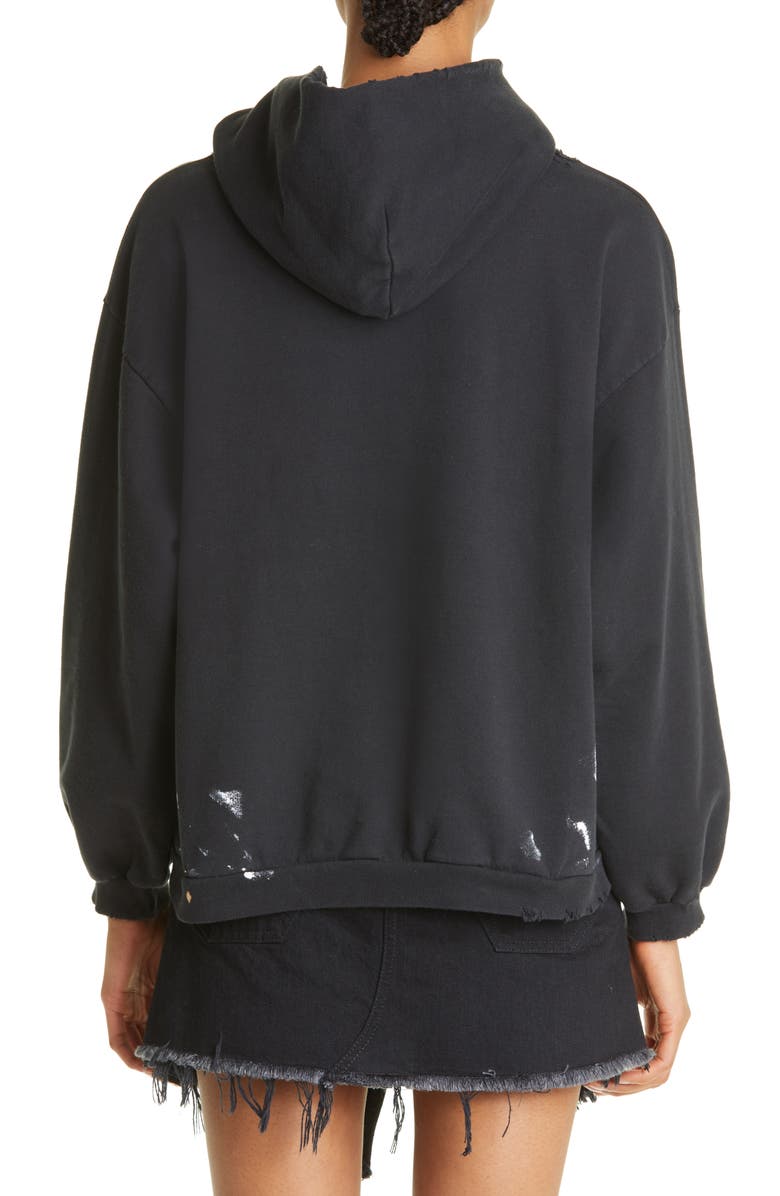 Balenciaga Unisex Paint Splatter Cotton Logo Hoodie, Alternate, color, 