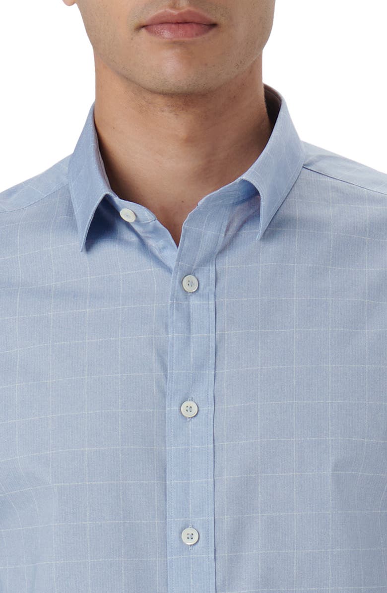 Bugatchi Julian Shaped Fit Check Stretch Cotton Button-Up Shirt, Alternate, color, Air-Blue