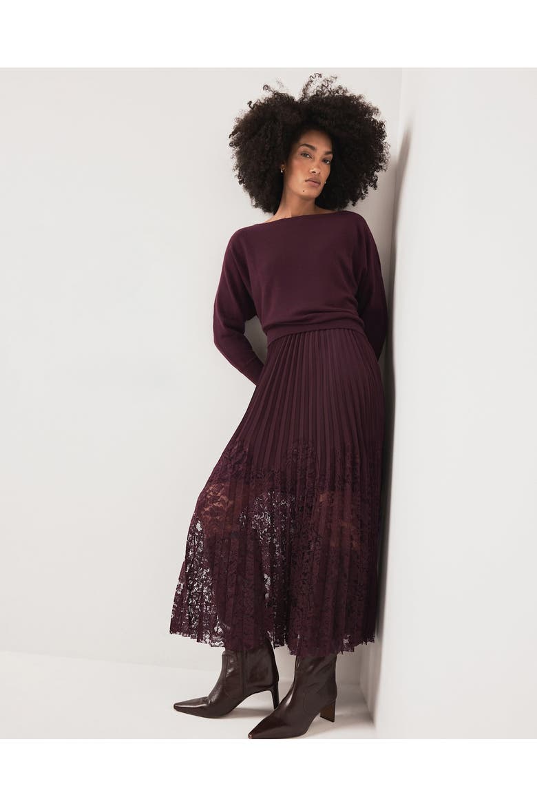 Layered Lace Midi Dress, Alternate, color, Burgundy