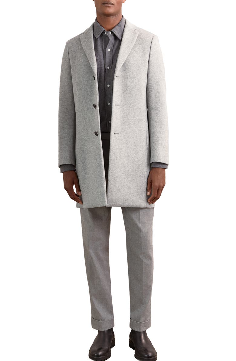 Reiss Gable Felted Wool Blend Overcoat, Alternate, color, Soft Grey