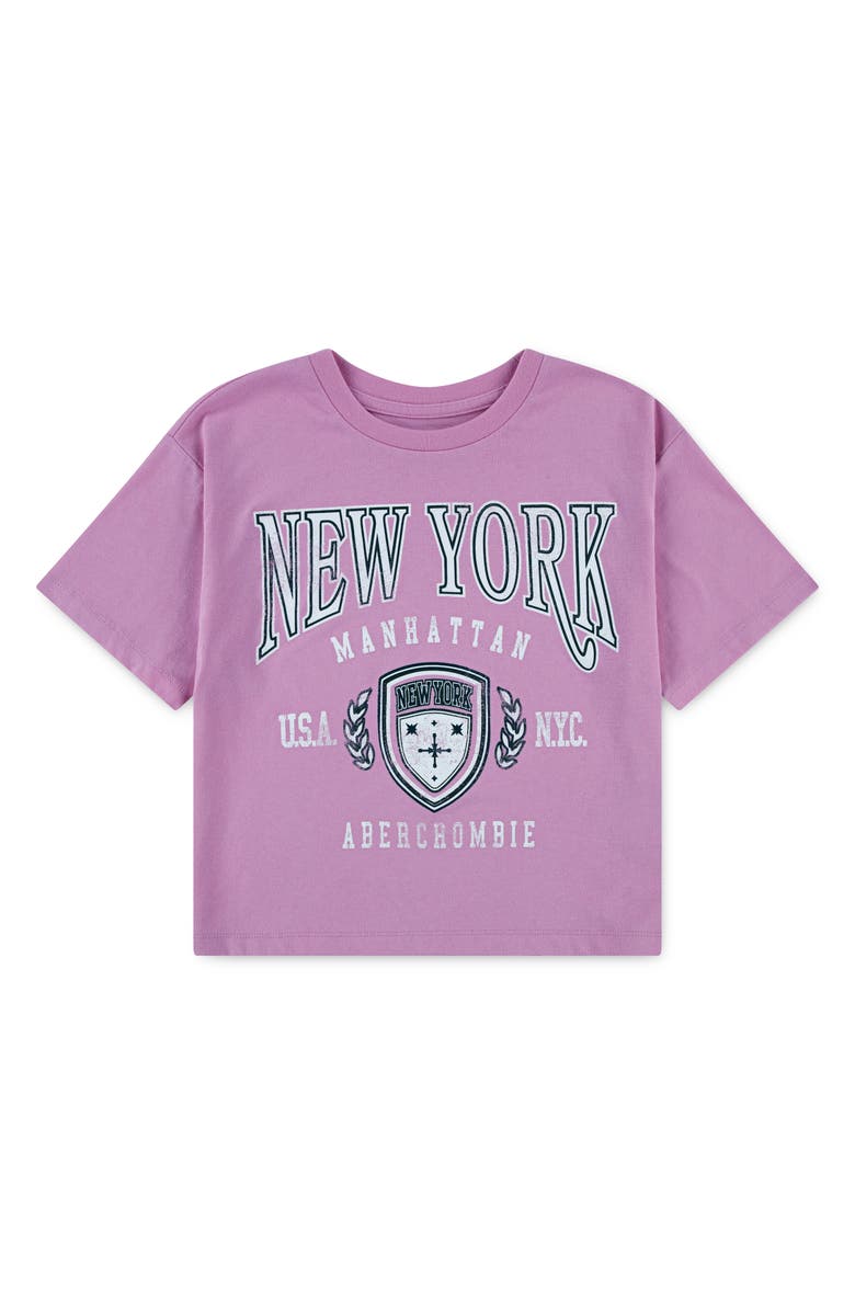 abercrombie kids Kids' Logo Graphic T-Shirt, Main, color, Begonia Pink