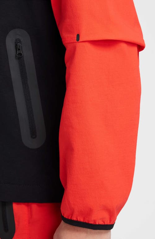 Nike Boys   Nsw Tech Woven Full-zip Jacket Pd In Black/light Crimson/black