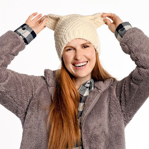 Nirvanna Designs Bear Ear Beanie In Gray