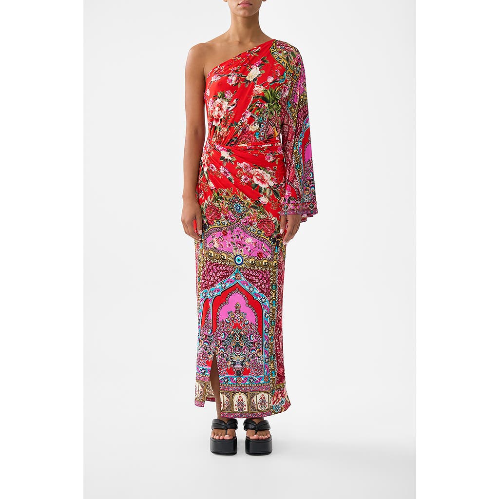 Camilla One Shoulder Jersey Dress In Red