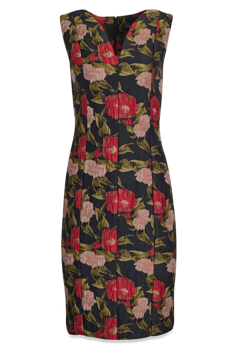 Floral Jacquard Sleeveless Dress, Alternate, color, AUTUMN RED MULTI